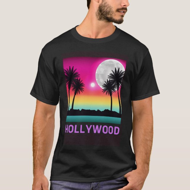 T-shirt Hollywood Florida Beach Voyage de vacances Rétro M (Devant)
