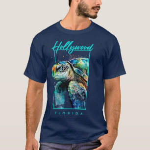 T-shirt Hollywood Floride Aquarelle Portrait de tortue mar