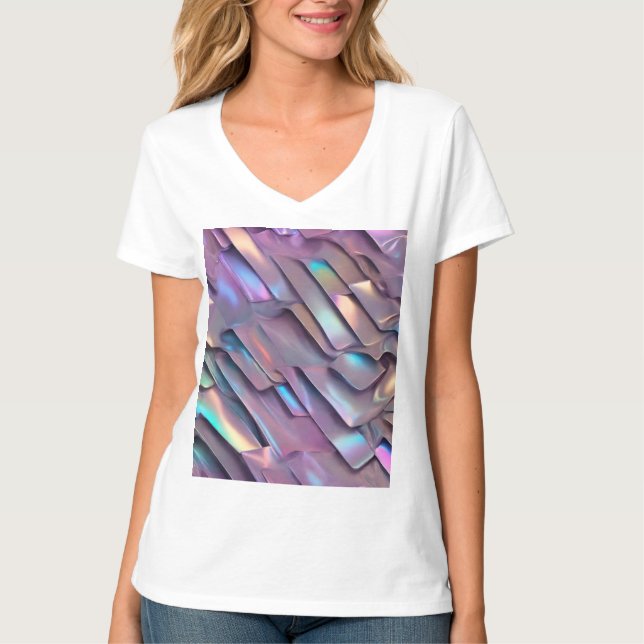 T-shirt Holographie abstraite/iridescente futuriste (Devant)