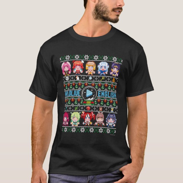 T-shirt Hololive Anglais Vilain Noir (Devant)