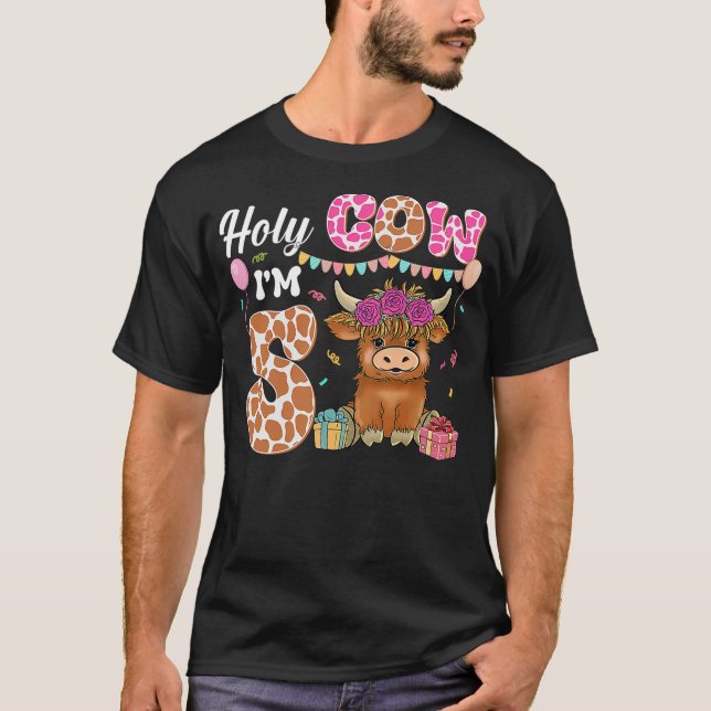 T-shirt Holy Cow I'm 5 Highland Cow Farming 5th Birthday 5 (Devant)