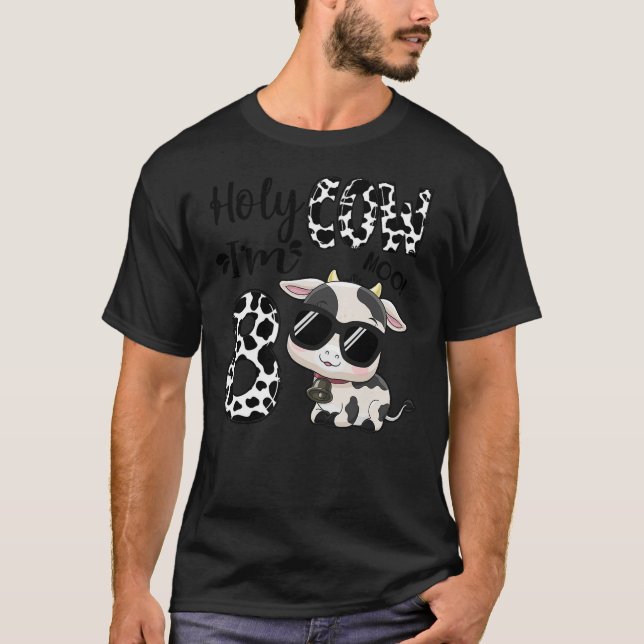 T-shirt Holy Cow I'm 8 Cow Lovers Farming 8th Birthday 8 Y (Devant)