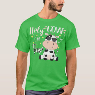 T-shirt Holy Cow I'm Four Cow Farm Theme Birthday 4 Years