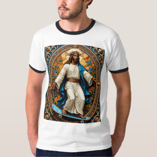 T-shirt Holy Skateboard Jesus Ornate Icon Style Tee