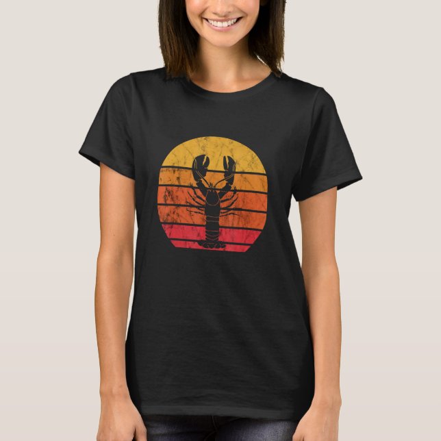 T-shirt Homard de mer Retro Coucher de soleil Rouge Homard (Devant)