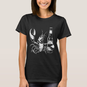 T-shirt Homard écrevisse tenant une bouteille de bière drô