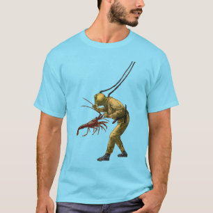 T-shirt Homard épineux et plongeur casque Vintage