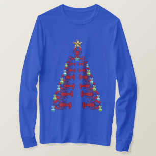 T-shirt Homard sapin de Noël joli fête chemise laide bleu
