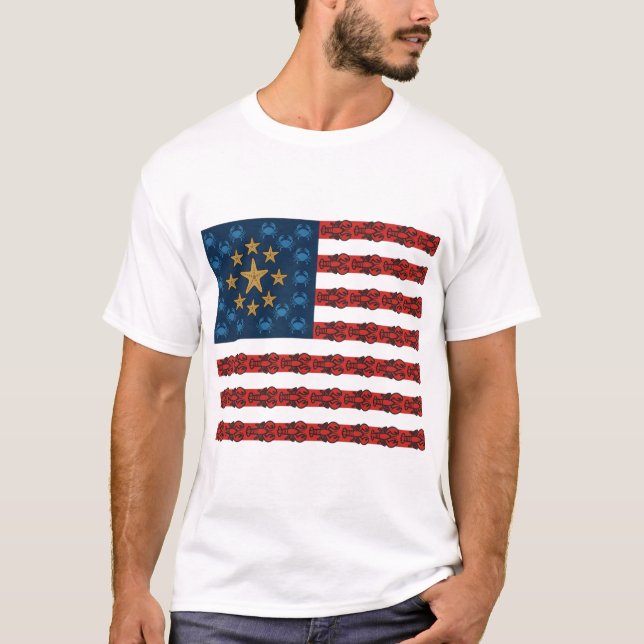T-shirt Homards au drapeau américain (Devant)