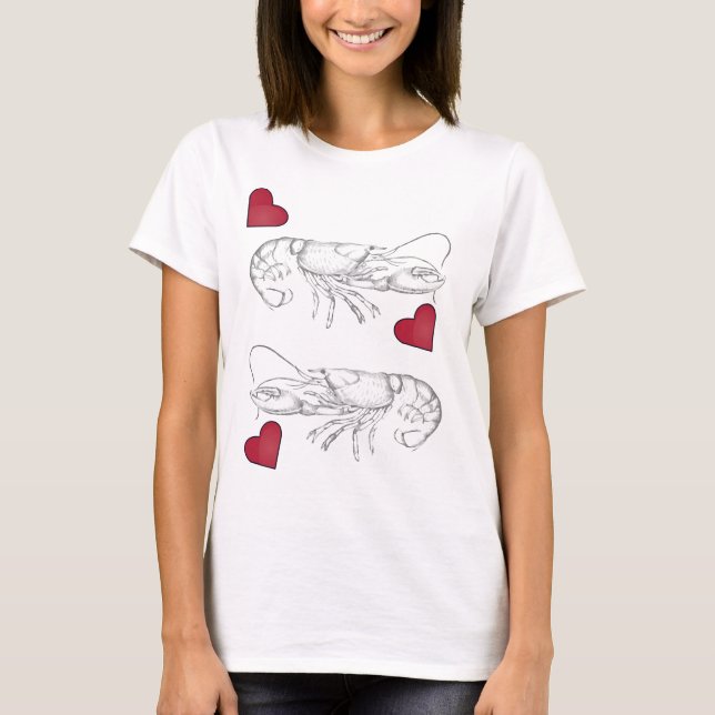 T-shirt Homards vintages - Coeurs rouges (Devant)