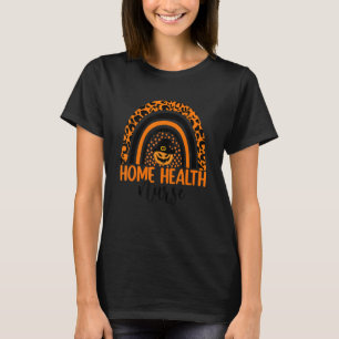 T-shirt Home Health Nurse Leopard Rainbow Halloween Pumpki