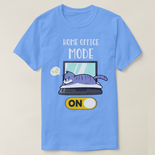 T-shirt Home Office Mode Sur Lazy Chat Sur Ordinateur Port (Design devant)