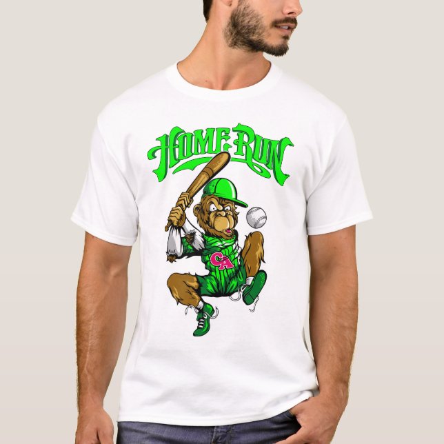T-shirt Home Run Monkey Baseball -> Singe de Home Run Base (Devant)
