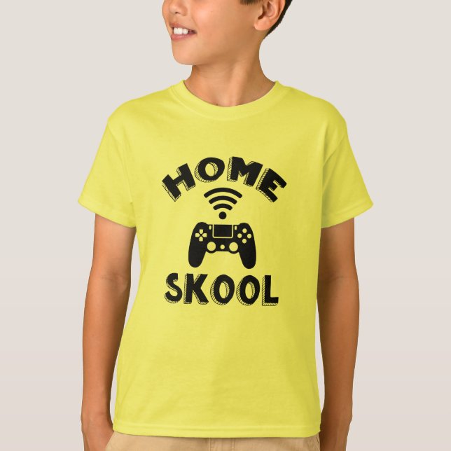 T-shirt Home Schooled Game Controller Gamer Kids (Devant)