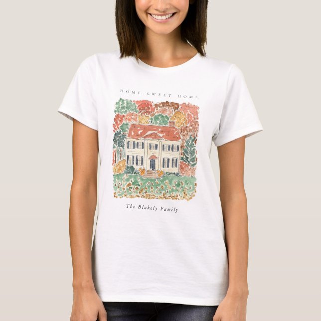 T-shirt Home Sweet Home Thanksgiving Autumn Georgian House (Devant)