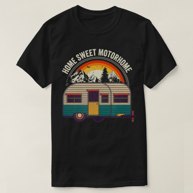 T-shirt Home Sweet Motorhome Sunset Mountains (Design devant)