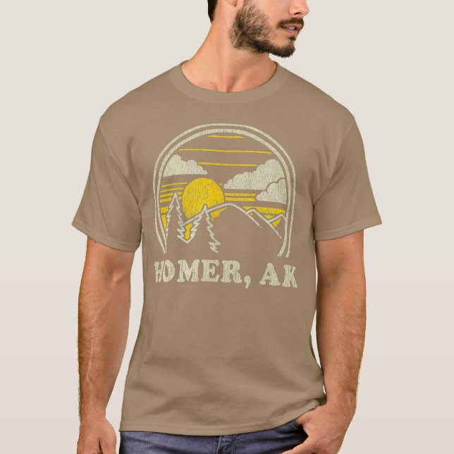T-shirt Homer Alaska AK Vintage Randonnées Mountains (Devant)