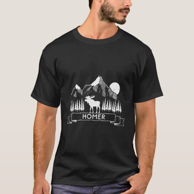 T-shirt Homer Alaska Cool Homer Alaska Mountain Moose Cade (Devant)