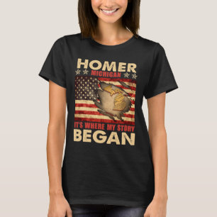 T-shirt Homer Michigan Usa Drapeau 4 juillet