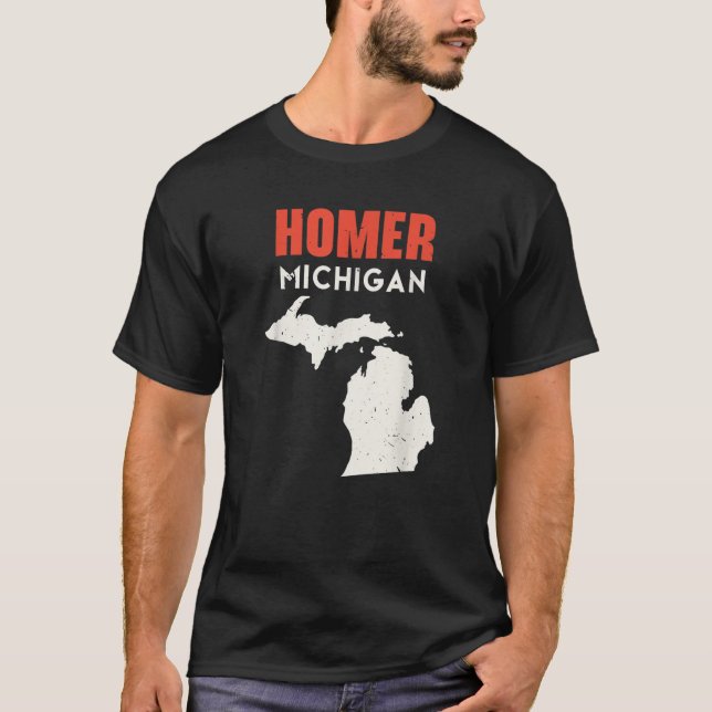 T-shirt Homer Michigan USA State America Travel Michigania (Devant)