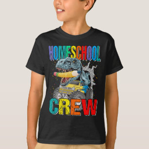 T-shirt Homeschool Crew Monster Truck Dinosaur Boys