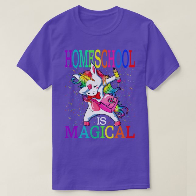 T-shirt Homeschool Est Magique Retour À L'École Unicorn (Design devant)