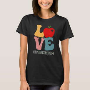 T-shirt Homeschool Maman Aimer Pomme Super Rétro Mignonne 