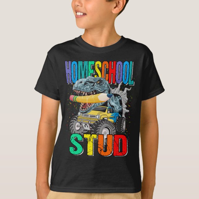 T-shirt Homeschool Stud Monster Camion Dinosaur (Devant)