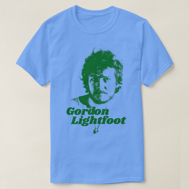 T-shirt Hommage à Gordon Lightfoot en vert aussi en rouge  (Design devant)