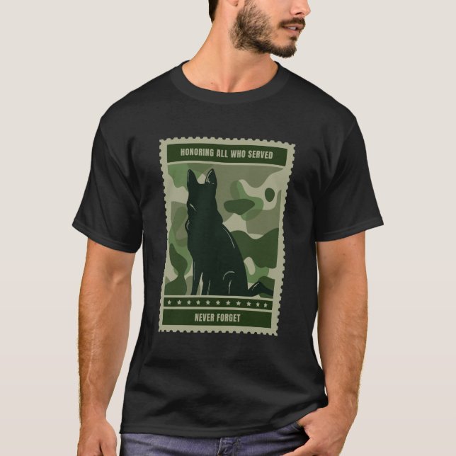 T-shirt Hommage à tous ceux qui ont servi - Chien militair (Devant)