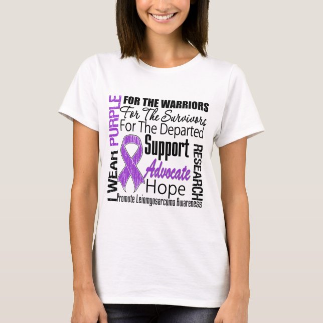 T-shirt HOMMAGE pourpre de ruban d'usage du léiomyosarcome (Devant)