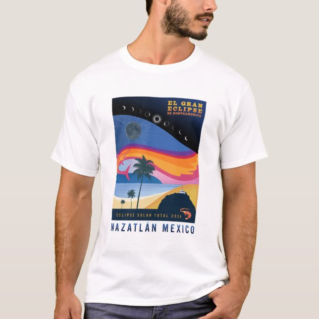 T-shirt Homme 2024 Solar Eclipse Mazatlan Mexique (Devant)