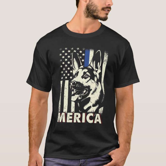T-shirt Homme 4 juillet  Berger allemand Merica Ameri (Devant)