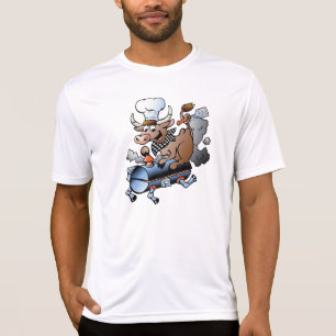 T-shirt homme actif Vache chevauchant un BBQ