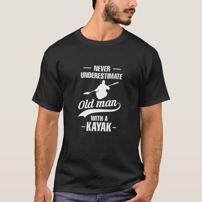 T-shirt Homme Âgé Avec Kayak Kayaking Rangée De Bateau À P (Devant)