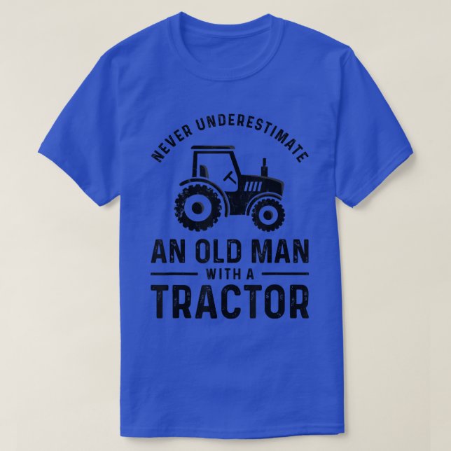 T-shirt Homme âgé avec tracteur pour hommes Farmer Farmer (Design devant)