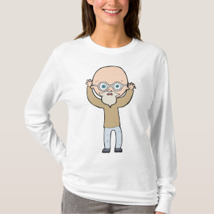 T-shirt Homme âgé chauve drôle et excentrique avec barbe