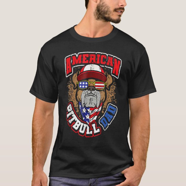 T-shirt Homme American Pitbull Papa 4 juillet (Devant)