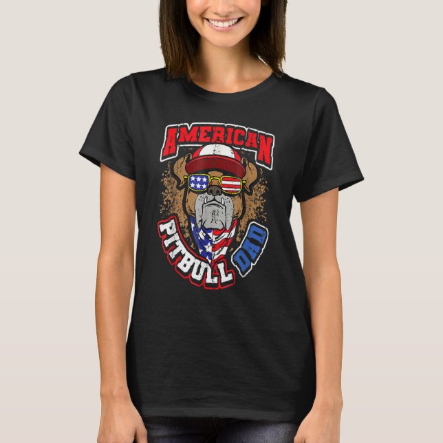 T-shirt Homme American Pitbull Papa 4 juillet (Devant)