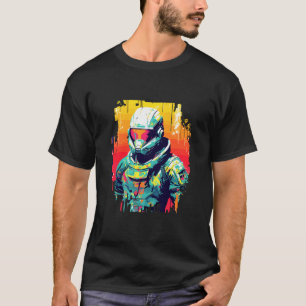 T-shirt Homme Avec Casque Vidéo Caractère Futuriste