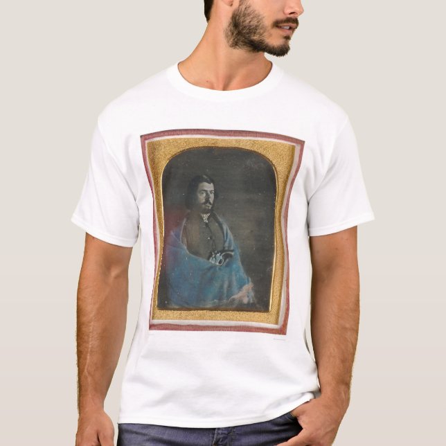 T-shirt Homme avec le manteau bleu et revolver (40455) (Devant)