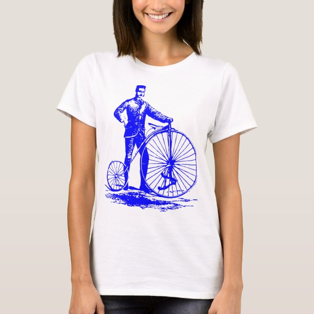 T-shirt Homme avec Penny Farthing - Bleu (Devant)