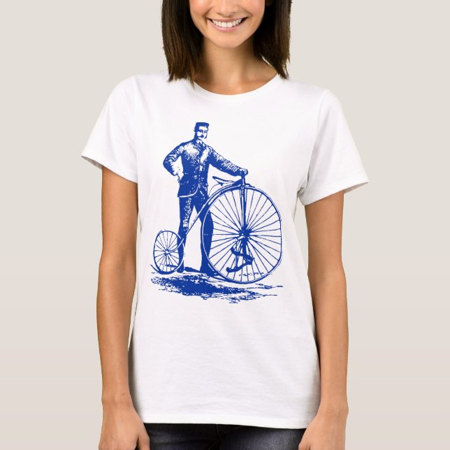 T-shirt Homme avec Penny Farthing - Marine (Devant)