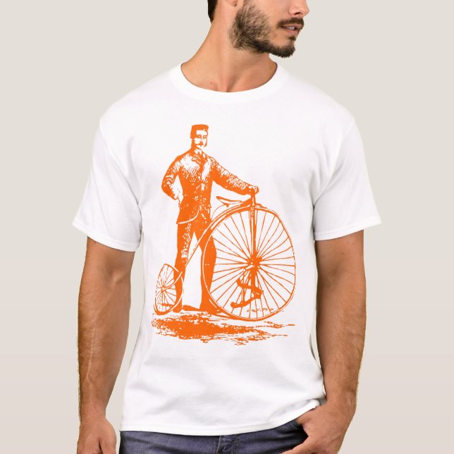T-shirt Homme avec Penny Farthing - Orange (Devant)