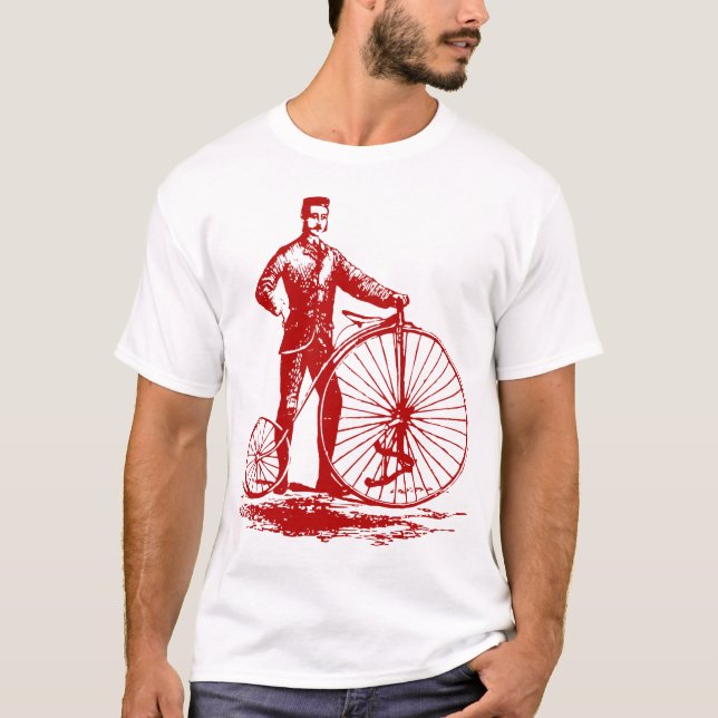 T-shirt Homme avec Penny Farthing - Ruby Red (Devant)
