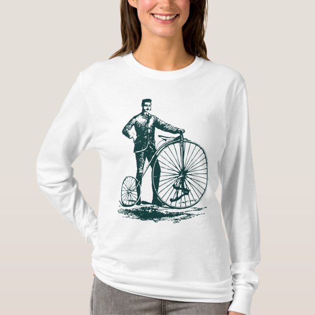 T-shirt Homme avec Penny Farthing - Vert foncé (Devant)