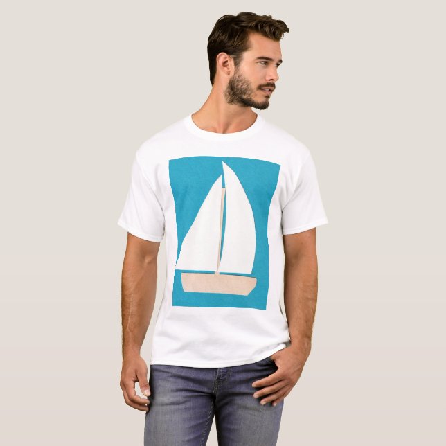 T-shirt homme avec voilier blanc (Devant entier)