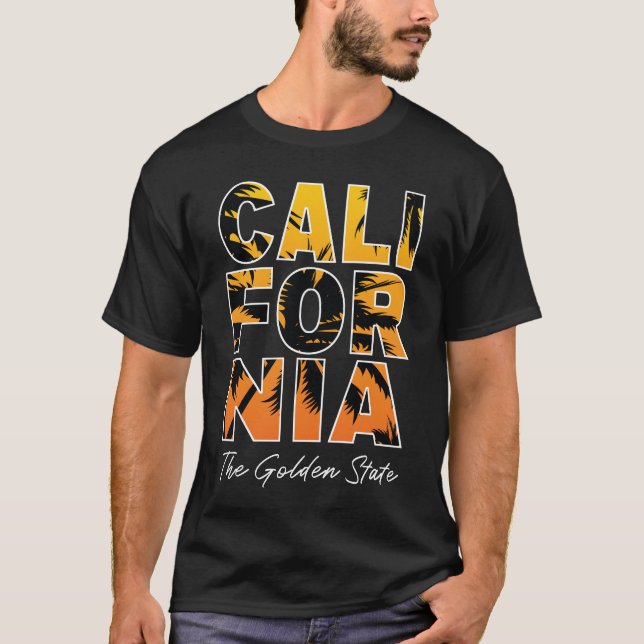 T-shirt homme Californie Palmiers Lettres Remplis (Devant)