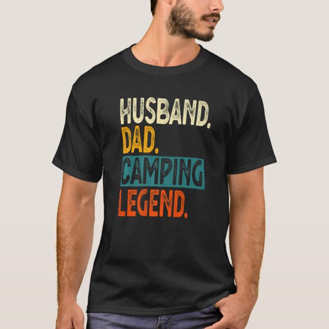 T-shirt Homme Camper Husband Papa Camping Légende Camping  (Devant)