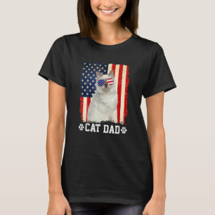 T-shirt Homme Chat Cool Papa Drapeau Américain Fête Des Pè